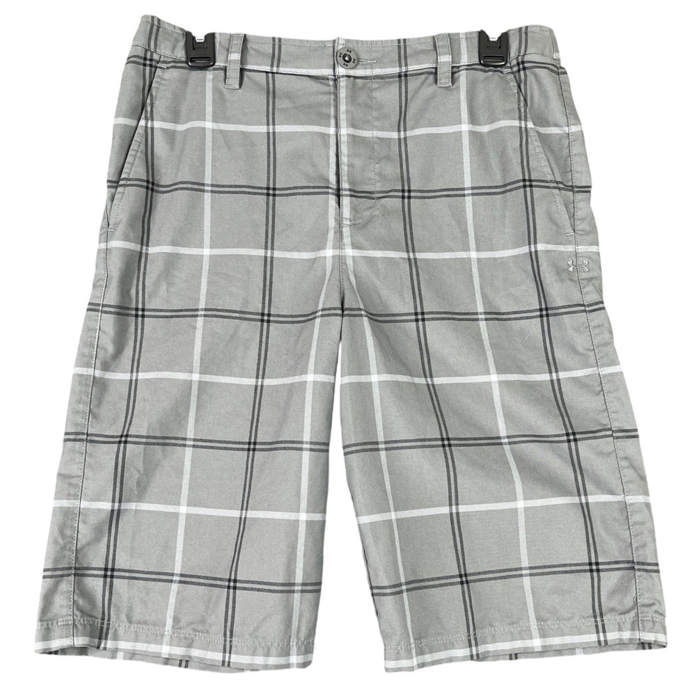 Under Armour HeatGear Golf Performance Shorts YXL Boys Plaid Loose Fit Plaid
